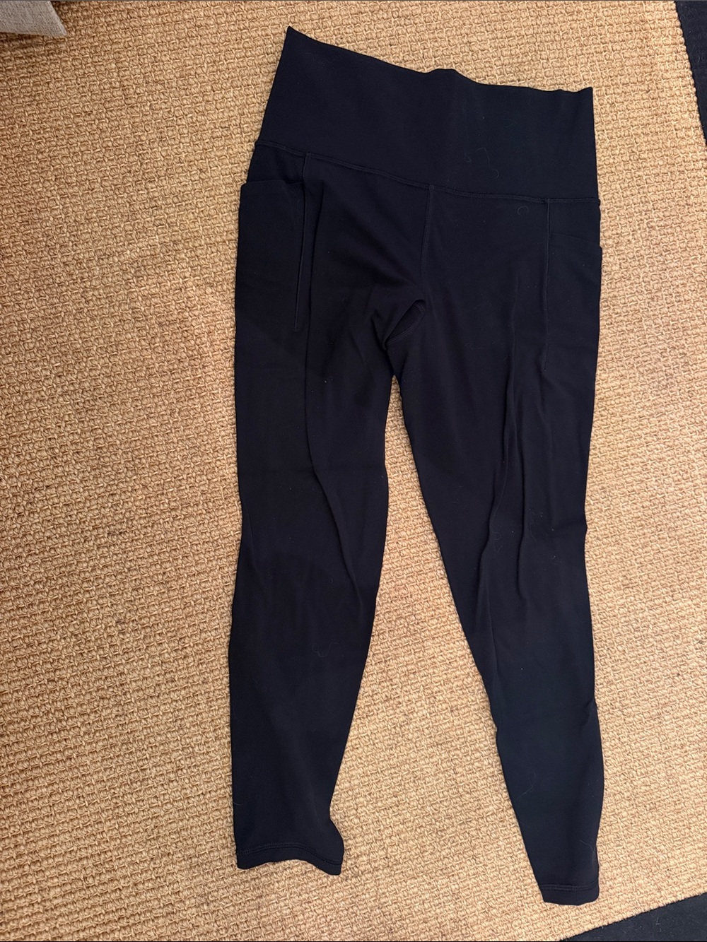 Athleta Black High-Rise Leggings with Side Pockets